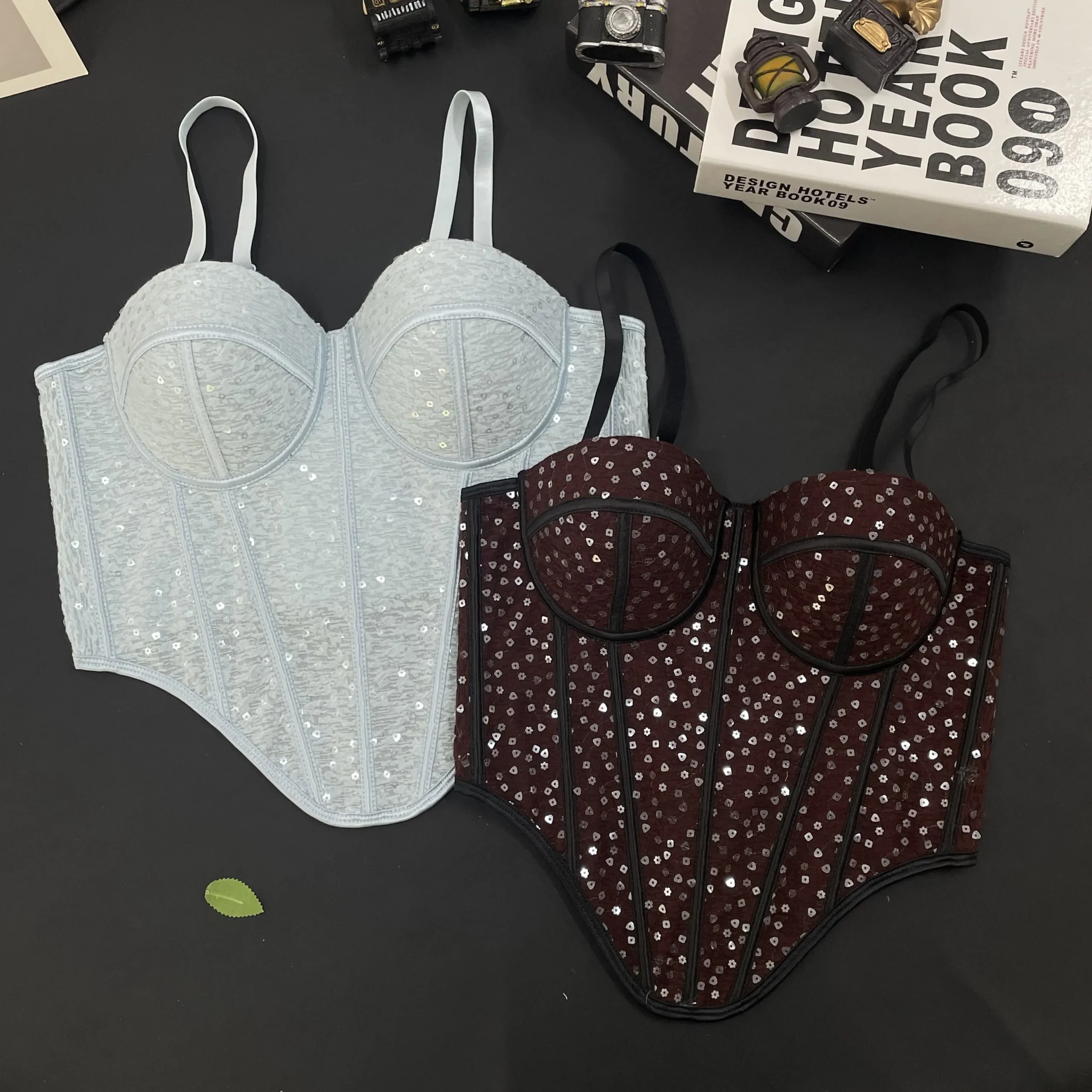 Burgundy Sequin Corset